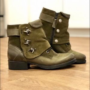 NEW! Miz Mooz Army Green Ankle Boots (sz 40)